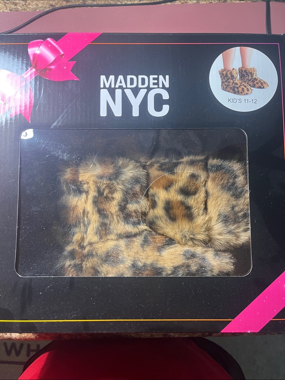 Madden NYC Kids Leopard Print Faux Fur Slippers - Brown